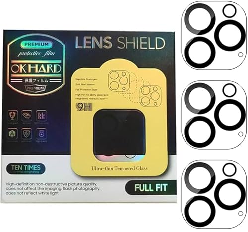 AISHTEC [3 Stück Kameraschutz, kompatibel mit iPhone 15 Pro/iPhone 15 Pro Max, Kamerafolie aus gehärtetem Glas - [maximale Abdeckung] [Kratzfest] von Aishtec