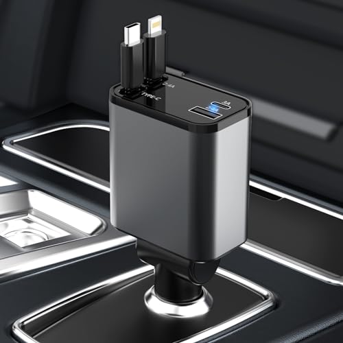 Aiskooc Einziehbarer Autoladegerät, 4-in-1 Einziehbarer Autoladegerät, 66W Schnellladegerät mit 2 Anschlüssen, Zigarettenanzünder Autoladegerät für iPhone 15/14/13/12/11, iPad, Galaxy Aiskooc Einziehbarer Autoladegerät, 4-in-1 Einziehbarer Autoladegerät, 66W Schnellladegerät mit 2 Anschlüssen, Zigarettenanzünder Autoladegerät für iPhone 15/14/13/12/11, iPad, Galaxy von Aiskooc