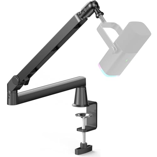 Aisryntek Mikrofon-Galgenarm, flaches Profil-Mikrofonständer mit 360° Drehung, Kabelmanagement, mit Mikrofon-Clip, 3/8 Zoll auf 5/8 Zoll & 1/4 Zoll Adapter für Blue Yeti HyperX QuadCast Shure Elago von Aisryntek