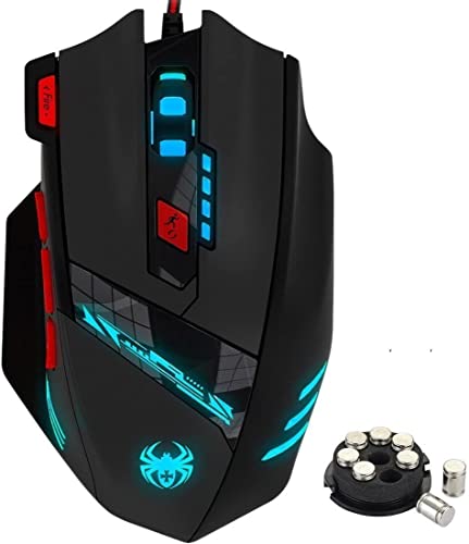 Zelotes T90 PC-Gaming-Maus–kabelgebundene ergonomische Maus 9200 DPI optische RGB-Mäuse USB-Gaming-Mäuse 8 Tasten Multi-Modi LED-Leuchten Gewichtstuning für Laptop/Desktop/PC/MacBook – schwarz von Aitalk