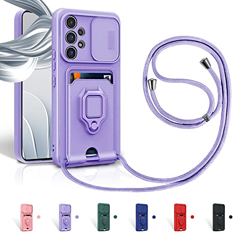 Aithne Case für Samsung Galaxy A52 4G/5G/A52s 5G Handykette Hüll,Slide kameraschutz,Silikon Handyhülle zum Umhängen Kette,360 Grad Ringhalter Stand Kartenfach-Lila Aithne Case für Samsung Galaxy A52 4G/5G/A52s 5G Handykette Hüll,Slide kameraschutz,Silikon Handyhülle zum Umhängen Kette,360 Grad Ringhalter Stand Kartenfach-Lila von Aithne