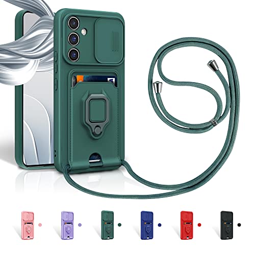 Aithne Case für Samsung Galaxy A55 5G Handykette Hüll,Slide kameraschutz,Silikon Handyhülle zum Umhängen Kette,360 Grad Ringhalter Stand Kartenfach-Grün Aithne Case für Samsung Galaxy A55 5G Handykette Hüll,Slide kameraschutz,Silikon Handyhülle zum Umhängen Kette,360 Grad Ringhalter Stand Kartenfach-Grün von Aithne