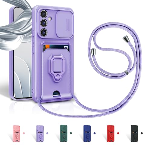 Aithne Case für Samsung Galaxy S23 FE Handykette Hüll,Slide kameraschutz,Silikon Handyhülle zum Umhängen Kette,360 Grad Ringhalter Stand Kartenfach-Lila Aithne Case für Samsung Galaxy S23 FE Handykette Hüll,Slide kameraschutz,Silikon Handyhülle zum Umhängen Kette,360 Grad Ringhalter Stand Kartenfach-Lila von Aithne