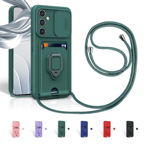 Aithne Case für Samsung Galaxy S24 Plus Handykette Hüll,Slide kameraschutz,Silikon Handyhülle zum Umhängen Kette,360 Grad Ringhalter Stand Kartenfach-Grün Aithne Case für Samsung Galaxy S24 Plus Handykette Hüll,Slide kameraschutz,Silikon Handyhülle zum Umhängen Kette,360 Grad Ringhalter Stand Kartenfach-Grün von Aithne