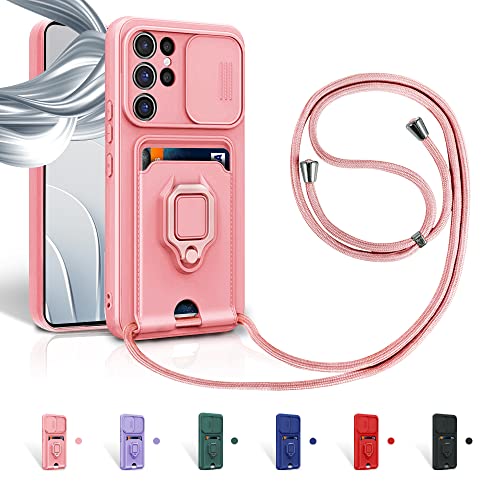 Aithne Case für Samsung Galaxy S25 Ultra Handykette Hüll,Slide kameraschutz,Silikon Handyhülle zum Umhängen Kette,360 Grad Ringhalter Stand Kartenfach-Pink Aithne Case für Samsung Galaxy S25 Ultra Handykette Hüll,Slide kameraschutz,Silikon Handyhülle zum Umhängen Kette,360 Grad Ringhalter Stand Kartenfach-Pink von Aithne