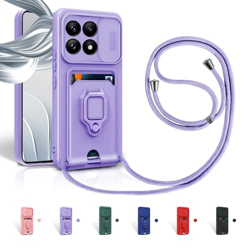 Aithne Case für Xiaomi Mi 14T Pro Handykette Hüll,Slide kameraschutz,Silikon Handyhülle zum Umhängen Kette,360 Grad Ringhalter Stand Kartenfach-Lila Aithne Case für Xiaomi Mi 14T Pro Handykette Hüll,Slide kameraschutz,Silikon Handyhülle zum Umhängen Kette,360 Grad Ringhalter Stand Kartenfach-Lila von Aithne