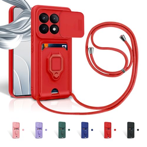 Aithne Case für Xiaomi Poco X6 Pro 5G/Redmi K70E 5G Handykette Hüll,Slide kameraschutz,Silikon Handyhülle zum Umhängen Kette,360 Grad Ringhalter Stand Kartenfach-Rot Aithne Case für Xiaomi Poco X6 Pro 5G/Redmi K70E 5G Handykette Hüll,Slide kameraschutz,Silikon Handyhülle zum Umhängen Kette,360 Grad Ringhalter Stand Kartenfach-Rot von Aithne