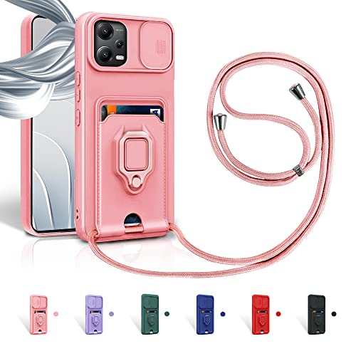 Aithne Case für Xiaomi Redmi Note 12 5G/Poco X5 5G Handykette Hüll,Slide kameraschutz,Silikon Handyhülle zum Umhängen Kette,360 Grad Ringhalter Stand Kartenfach-Pink Aithne Case für Xiaomi Redmi Note 12 5G/Poco X5 5G Handykette Hüll,Slide kameraschutz,Silikon Handyhülle zum Umhängen Kette,360 Grad Ringhalter Stand Kartenfach-Pink von Aithne