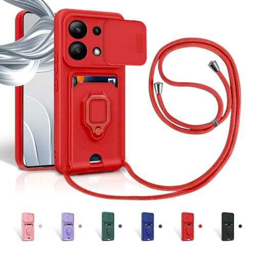 Aithne Case für Xiaomi Redmi Note 13 4G Handykette Hüll,Slide kameraschutz,Silikon Handyhülle zum Umhängen Kette,360 Grad Ringhalter Stand Kartenfach-Rot Aithne Case für Xiaomi Redmi Note 13 4G Handykette Hüll,Slide kameraschutz,Silikon Handyhülle zum Umhängen Kette,360 Grad Ringhalter Stand Kartenfach-Rot von Aithne