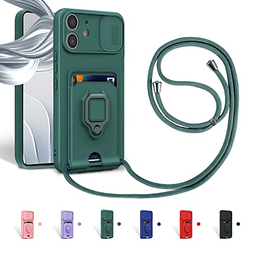 Aithne Case für iPhone 11 Handykette Hüll,Slide kameraschutz,Silikon Handyhülle zum Umhängen Kette,360 Grad Ringhalter Stand Kartenfach-Grün Aithne Case für iPhone 11 Handykette Hüll,Slide kameraschutz,Silikon Handyhülle zum Umhängen Kette,360 Grad Ringhalter Stand Kartenfach-Grün von Aithne