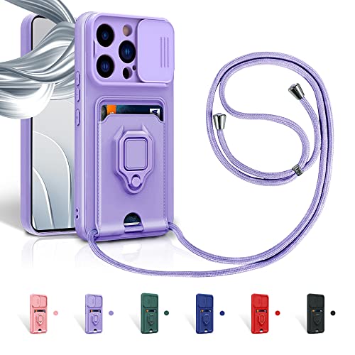 Aithne Case für iPhone 12 Pro Max Handykette Hüll,Slide kameraschutz,Silikon Handyhülle zum Umhängen Kette,360 Grad Ringhalter Stand Kartenfach-Lila Aithne Case für iPhone 12 Pro Max Handykette Hüll,Slide kameraschutz,Silikon Handyhülle zum Umhängen Kette,360 Grad Ringhalter Stand Kartenfach-Lila von Aithne