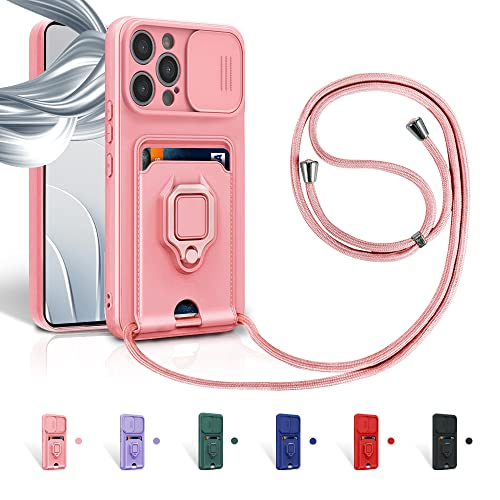 Aithne Case für iPhone 13 Pro Handykette Hüll,Slide kameraschutz,Silikon Handyhülle zum Umhängen Kette,360 Grad Ringhalter Stand Kartenfach-Pink Aithne Case für iPhone 13 Pro Handykette Hüll,Slide kameraschutz,Silikon Handyhülle zum Umhängen Kette,360 Grad Ringhalter Stand Kartenfach-Pink von Aithne
