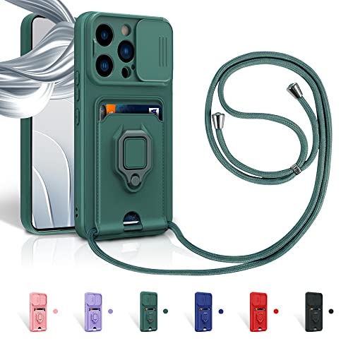Aithne Case für iPhone 14 Pro Max Handykette Hüll,Slide kameraschutz,Silikon Handyhülle zum Umhängen Kette,360 Grad Ringhalter Stand Kartenfach-Grün Aithne Case für iPhone 14 Pro Max Handykette Hüll,Slide kameraschutz,Silikon Handyhülle zum Umhängen Kette,360 Grad Ringhalter Stand Kartenfach-Grün von Aithne