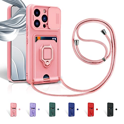 Aithne Case für iPhone 14 Pro Max Handykette Hüll,Slide kameraschutz,Silikon Handyhülle zum Umhängen Kette,360 Grad Ringhalter Stand Kartenfach-Pink Aithne Case für iPhone 14 Pro Max Handykette Hüll,Slide kameraschutz,Silikon Handyhülle zum Umhängen Kette,360 Grad Ringhalter Stand Kartenfach-Pink von Aithne