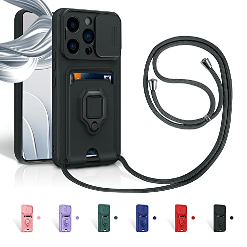 Aithne Case für iPhone 16 Pro Max Handykette Hüll,Slide kameraschutz,Silikon Handyhülle zum Umhängen Kette,360 Grad Ringhalter Stand Kartenfach-Schwarz Aithne Case für iPhone 16 Pro Max Handykette Hüll,Slide kameraschutz,Silikon Handyhülle zum Umhängen Kette,360 Grad Ringhalter Stand Kartenfach-Schwarz von Aithne