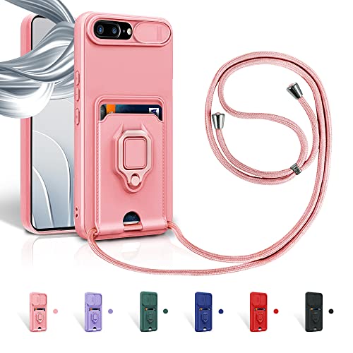 Aithne Case für iPhone 8 Plus/7 Plus/iPhone 6s Plus/6 Plus Handykette Hüll,Slide kameraschutz,Silikon Handyhülle zum Umhängen Kette,360 Grad Ringhalter Stand Kartenfach-Pink Aithne Case für iPhone 8 Plus/7 Plus/iPhone 6s Plus/6 Plus Handykette Hüll,Slide kameraschutz,Silikon Handyhülle zum Umhängen Kette,360 Grad Ringhalter Stand Kartenfach-Pink von Aithne