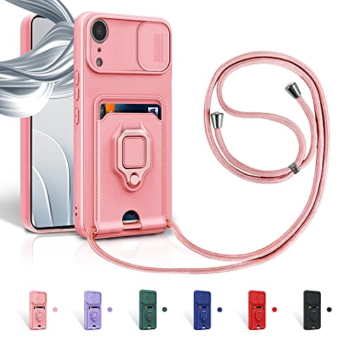 Aithne Case für iPhone XR Handykette Hüll,Slide kameraschutz,Silikon Handyhülle zum Umhängen Kette,360 Grad Ringhalter Stand Kartenfach-Pink Aithne Case für iPhone XR Handykette Hüll,Slide kameraschutz,Silikon Handyhülle zum Umhängen Kette,360 Grad Ringhalter Stand Kartenfach-Pink von Aithne