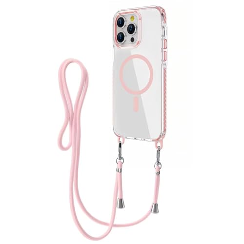 Aithne Magnetische Handykette für iPhone 11 mit Band [Kompatibel mit MagSafe] Kameraschutz,Abnehmbar Kordel zum Umhängen Handyhülle Schutzhülle, Kratzfeste Rückseite, Pink von Aithne