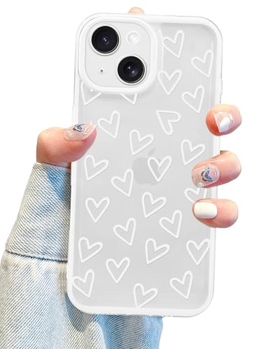 Aitipy Kompatibel mit iPhone 14 Plus, süßes volles Herz, ästhetisches Design für Mädchen und Frauen, weiches Silikon, schmale Passform, stoßfest, transparent, Weiß Aitipy Kompatibel mit iPhone 14 Plus, süßes volles Herz, ästhetisches Design für Mädchen und Frauen, weiches Silikon, schmale Passform, stoßfest, transparent, Weiß von Aitipy