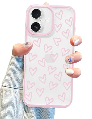 Aitipy Kompatibel mit iPhone 16 Hülle, niedliches volles Herz, ästhetisches Design für Mädchen und Frauen, weiches Silikon, schmale Passform, stoßfest, transparent, Rosa Aitipy Kompatibel mit iPhone 16 Hülle, niedliches volles Herz, ästhetisches Design für Mädchen und Frauen, weiches Silikon, schmale Passform, stoßfest, transparent, Rosa von Aitipy