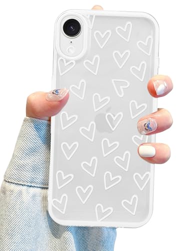 Aitipy Kompatibel mit iPhone XR, niedliches volles Herz-Design, ästhetisches Design für Mädchen und Frauen, weiches Silikon, schmale Passform, stoßfest, transparent, Weiß Aitipy Kompatibel mit iPhone XR, niedliches volles Herz-Design, ästhetisches Design für Mädchen und Frauen, weiches Silikon, schmale Passform, stoßfest, transparent, Weiß von Aitipy