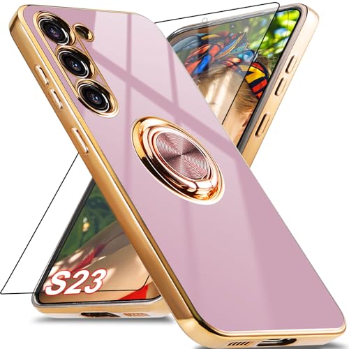 Aitipy für Samsung Galaxy S23 Hülle Mit 1 Stück Schutzfolie, 360°Rotating Ständer, Soft TPU Stoßfester Schutzhülle, Slim Bumper, Ring Halter Case für Damen Lila Aitipy für Samsung Galaxy S23 Hülle Mit 1 Stück Schutzfolie, 360°Rotating Ständer, Soft TPU Stoßfester Schutzhülle, Slim Bumper, Ring Halter Case für Damen Lila von Aitipy