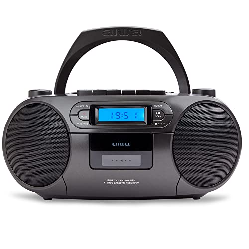 Aiwa BBTC-550BK Tragbares Radio mit CD, Bluetooth und USB, Kassettenrecorder, Schwarz von Aiwa
