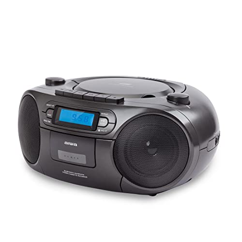 Aiwa BBTC-550BK Tragbares Radio mit CD, Bluetooth und USB, Kassettenrecorder, Schwarz von Aiwa
