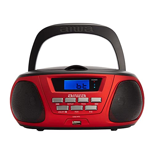 Aiwa BBTU-300RD CD-Radio Rot-Schwarz USB Bluetooth AUX-IN-Eingang von Aiwa