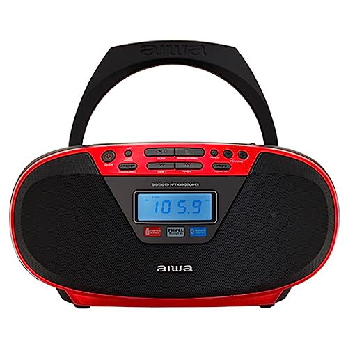 Aiwa BBTU-400RD: Tragbares CD-Radio mit Bluetooth und USB, Farbdisplay, RDS, FM PLL, Weckerfunktion, Farbe: Rot von Aiwa