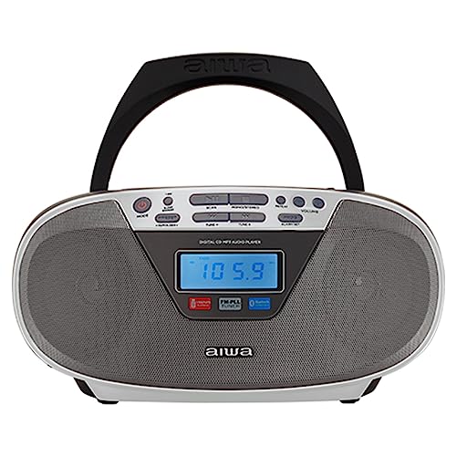 Aiwa BBTU-400SL: Tragbares CD-Radio mit Bluetooth und USB, Farbdisplay, RDS, FM PLL, Weckerfunktion, Farbe: Silber von Aiwa