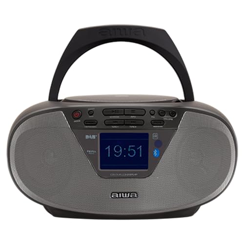 Aiwa BBTU-500DAB/BK Tragbares CD-Radio Dab+ mit 2,4 Zoll Farbdisplay, Bluetooth 5.0, USB, CD/CDR/RW/MP3, Dab+, Farbe: Schwarz von Aiwa