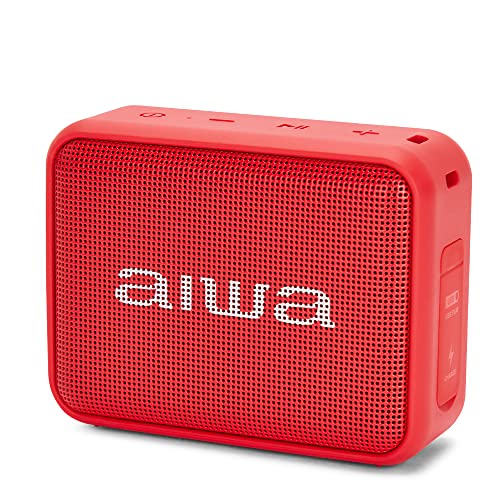 Aiwa BS-200RD Tragbarer kabelloser Bluetooth-Lautsprecher, True Wireless Stereo, wasserdicht, Rot von Aiwa