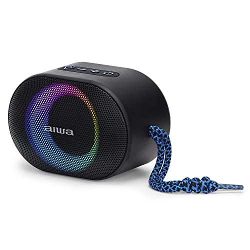 Aiwa BST-330BL Kompakt-Bluetooth-Lautsprecher, langlebig, leistungsstark, mit Hyperbass-Technologie, 10 W Leistung, RGB-Beleuchtung, Kartenleser, Wasserdicht Farbe: Schwarz und Blau von Aiwa