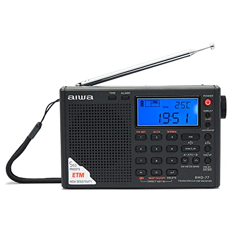 Aiwa RMD-77: Multiband-Radio, FM PLL DSP Stereo/SW/MW/LW, mit Kopfhörer und Tragetasche M von Aiwa