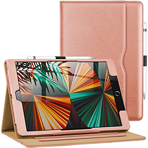 AIWOXING Hülle für iPad 9/8/7 (10,2 Zoll, Modell 2021/2020/2019, 9./8./7. Generation) mit Apple Pencil Stifthalter, Auto Schlafen/Wachen Leder Case Cover Schutzhülle für Tablets zubehör, Roségold von Aiwoxing