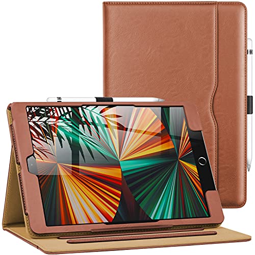 Aiwoxing Hülle für iPad 9/8/7 (10,2 Zoll, Modell 2021/2020/2019, 9./8./7. Generation) mit Apple Pencil Stifthalter, Auto Schlafen/Wachen Leder Case Cover Schutzhülle für Tablets zubehör, Braun von Aiwoxing