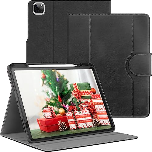 AIWOXING Hülle für iPad Pro 12.9 Zoll 6./5./4./3. Generation 2022/2021/2020/2018 mit Handschlaufe Stifthalter, Silikon Schutzhülle Leder Tablet iPad Pro 12,9 Zubehör, Schwarz von Aiwoxing