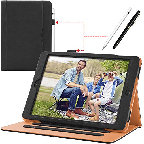 iPad 9.7 Zoll 2018/2017 Hülle Leder (5. / 6. Generation) Kunstleder Business stoßfest Leichte Ständer Schutzhülle Case Cover Mit Steckplatz Auto Schlaf/Wach Funktion für iPad Air 2 / Air 1, Schwarz von Aiwoxing