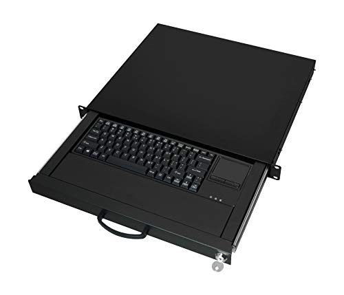 Aixcase AIX-19K1UKUSTP-B 19"-Tastaturschublade 1HE mit Tastatur US + Touchpad, USB, Schwarz von Aixcase
