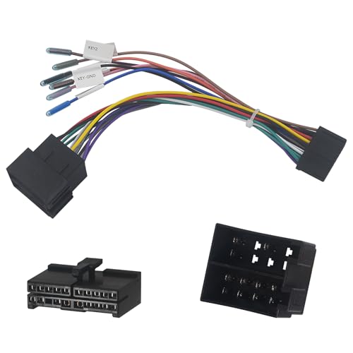 1 Stück 20-poliger Kabeladapter auf ISO, Kabelbaumadapter 20-poliger ISO-Autoradio Adapter Ersatz Kompatibel mit Lenkrad- und Rückwärtssteuerungslinien von Aiyomi