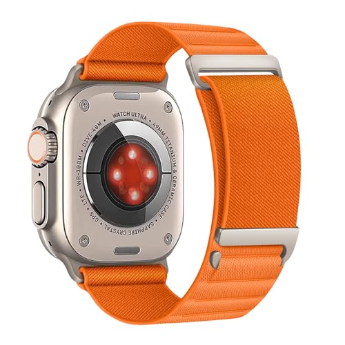Aizgalxor Alpine Loop Armband Kompatibel mit Apple Watch Ultra 2 49/45/44/42mm, Sport Nylon Geflochten Ersatzarmbänder Kompatibel für iWatch Series 9/8/7/6/5/4/3/2/1/SE (49/45/44/42mm, Orange) von Aizgalxor