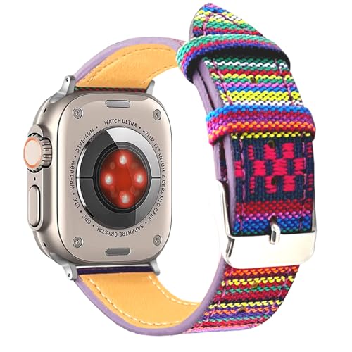 Aizgalxor Böhmisch Armband Kompatibel mit Apple Watch Ultra 49/45/44/42mm 41/40/38mm, Gewebt Ersatzarmbänder Kompatibel für iWatch Series 9/8/7/6/5/4/3/2/1/SE (41/40/38mm, Regenbogen) von Aizgalxor