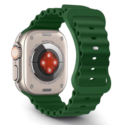 Aizgalxor Ocean Armband Kompatibel mit Apple Watch Ultra 49mm 46mm 45mm 44mm 42mm(Series 3/2/1), Sport Silikon Ersatzarmbänder Kompatibel für iWatch Ultra 2/Series 10/9/8/7/6/5/4/3/2/1/SE von Aizgalxor