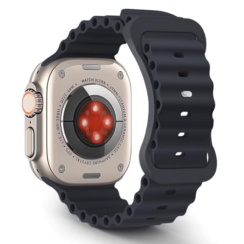 Aizgalxor Ocean Armband Kompatibel mit Apple Watch Ultra 49mm 46mm 45mm 44mm 42mm(Series 3/2/1), Sport Silikon Ersatzarmbänder Kompatibel für iWatch Ultra 2/Series 10/9/8/7/6/5/4/3/2/1/SE von Aizgalxor
