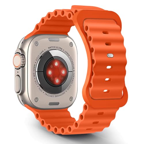 Aizgalxor Ocean Armband Kompatibel mit Apple Watch Ultra 49mm 46mm 45mm 44mm 42mm(Series 3/2/1), Sport Silikon Ersatzarmbänder Kompatibel für iWatch Ultra 2/Series 10/9/8/7/6/5/4/3/2/1/SE von Aizgalxor