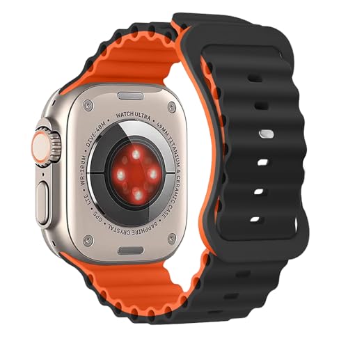 Aizgalxor Ocean Armband Kompatibel mit Apple Watch Ultra 49mm 46mm 45mm 44mm 42mm(Series 3/2/1), Sport Silikon Ersatzarmbänder Kompatibel für iWatch Ultra 2/Series 10/9/8/7/6/5/4/3/2/1/SE von Aizgalxor