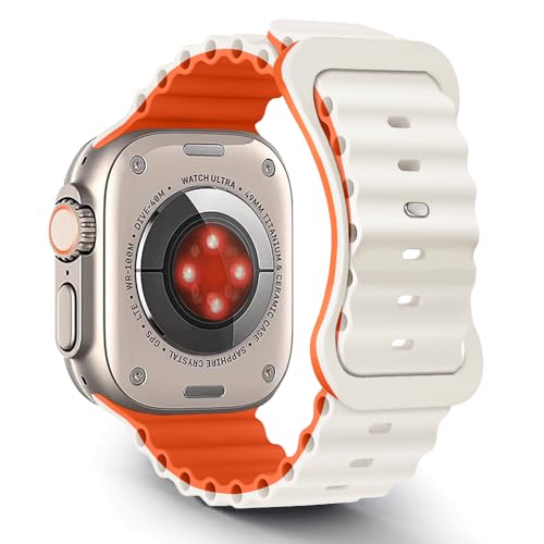 Aizgalxor Ocean Armband Kompatibel mit Apple Watch Ultra 49mm 46mm 45mm 44mm 42mm(Series 3/2/1), Sport Silikon Ersatzarmbänder Kompatibel für iWatch Ultra 2/Series 10/9/8/7/6/5/4/3/2/1/SE von Aizgalxor
