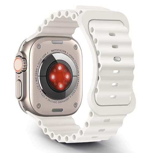 Aizgalxor Ocean Armband Kompatibel mit Apple Watch Ultra 49mm 46mm 45mm 44mm 42mm(Series 3/2/1), Sport Silikon Ersatzarmbänder Kompatibel für iWatch Ultra 2/Series 10/9/8/7/6/5/4/3/2/1/SE von Aizgalxor