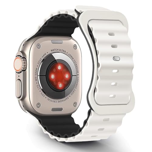 Aizgalxor Ocean Armband Kompatibel mit Apple Watch Ultra 49mm 46mm 45mm 44mm 42mm(Series 3/2/1), Sport Silikon Ersatzarmbänder Kompatibel für iWatch Ultra 2/Series 10/9/8/7/6/5/4/3/2/1/SE von Aizgalxor